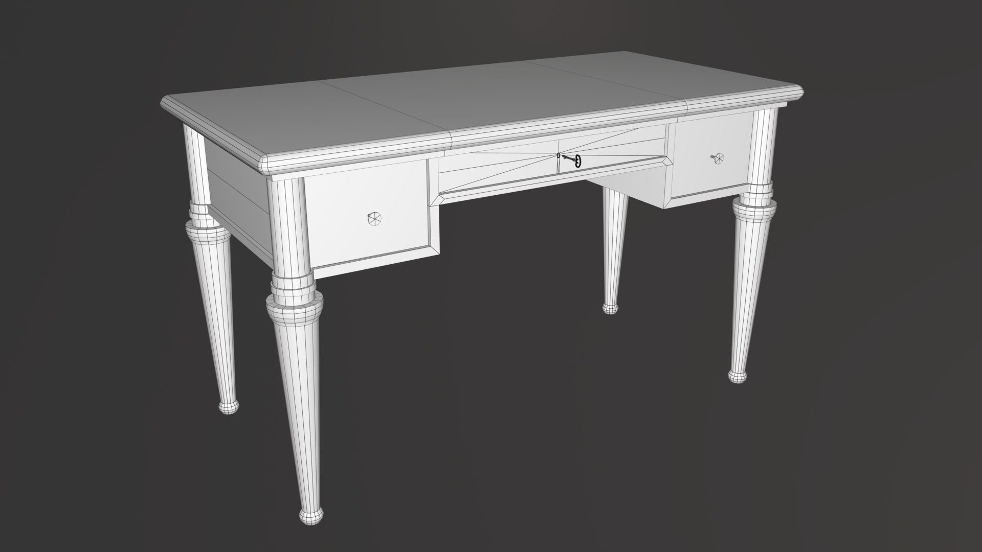 Classic Office Desk Low-poly 3D model_5