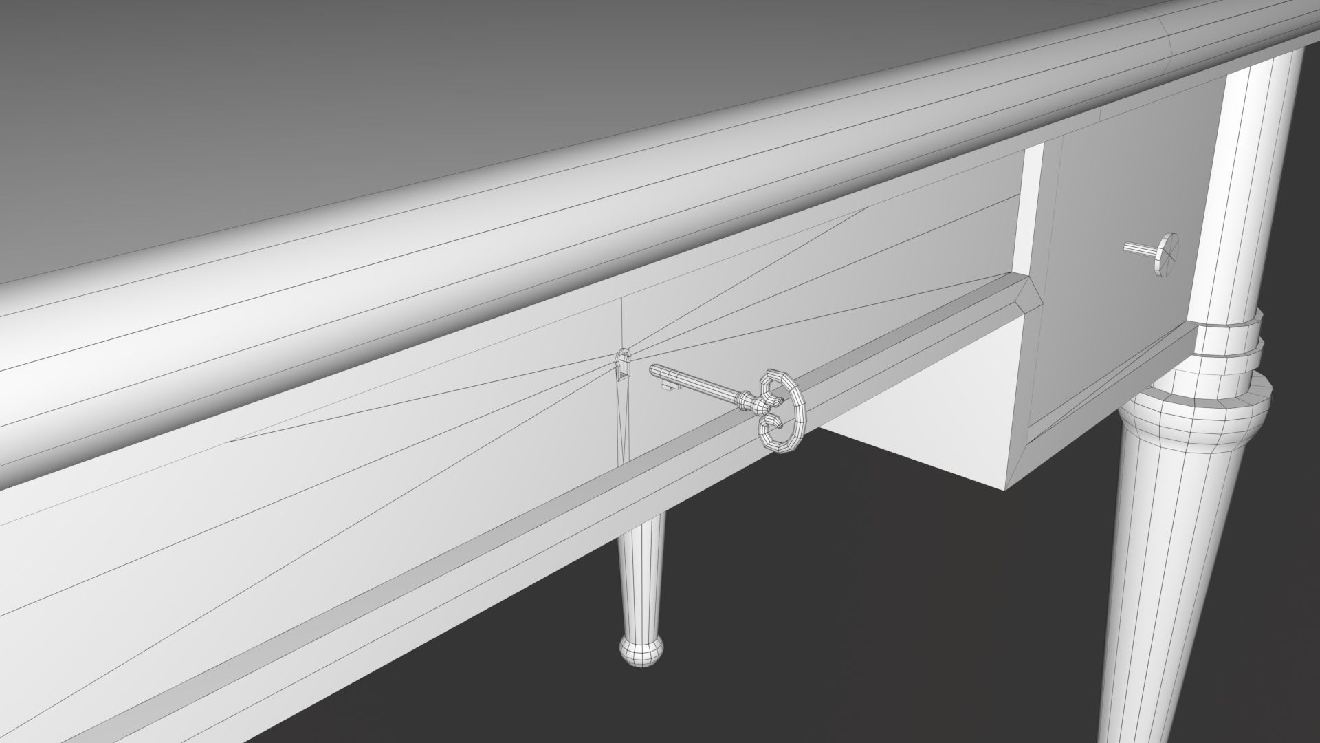 Classic Office Desk Low-poly 3D model_6