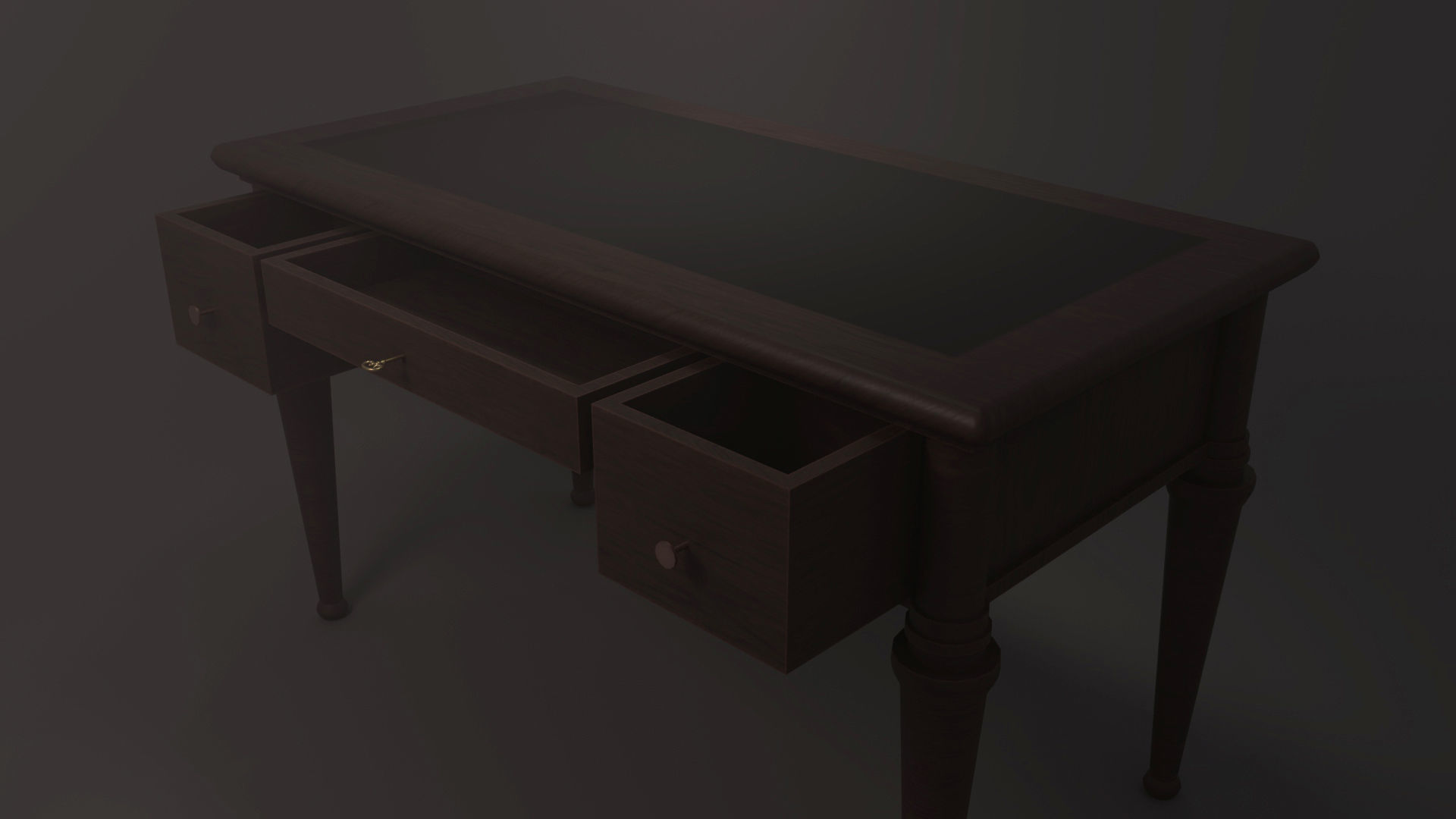 Classic Office Desk Low-poly 3D model_2