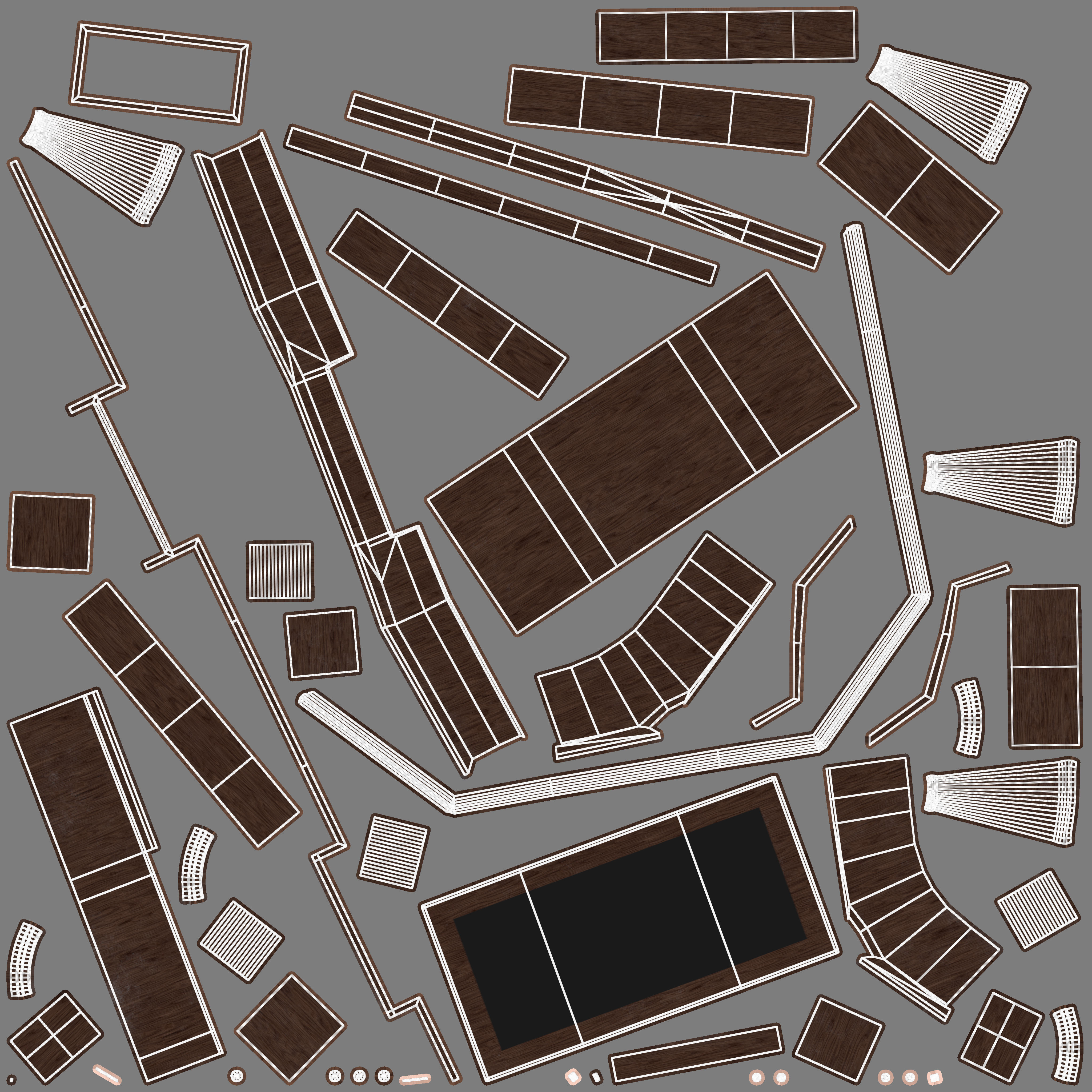 Classic Office Desk Low-poly 3D model_10