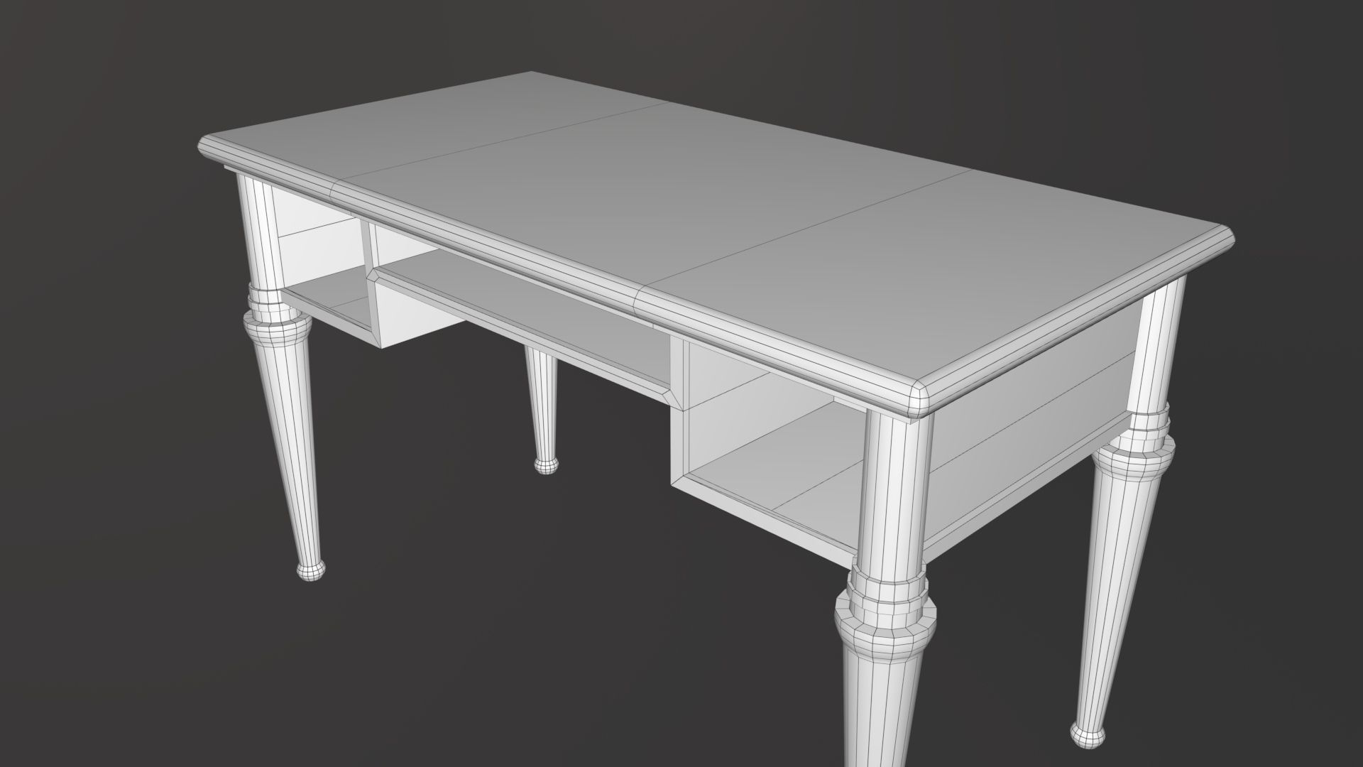 Classic Office Desk Low-poly 3D model_8