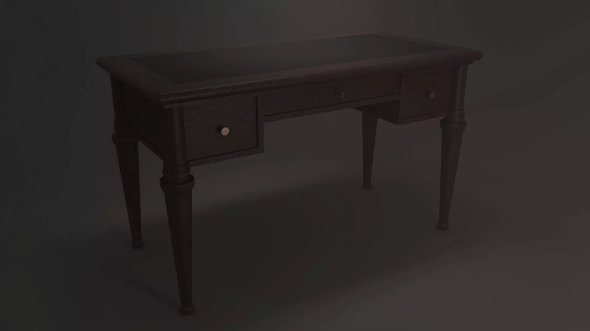 Classic Office Desk Low-poly 3D model_0