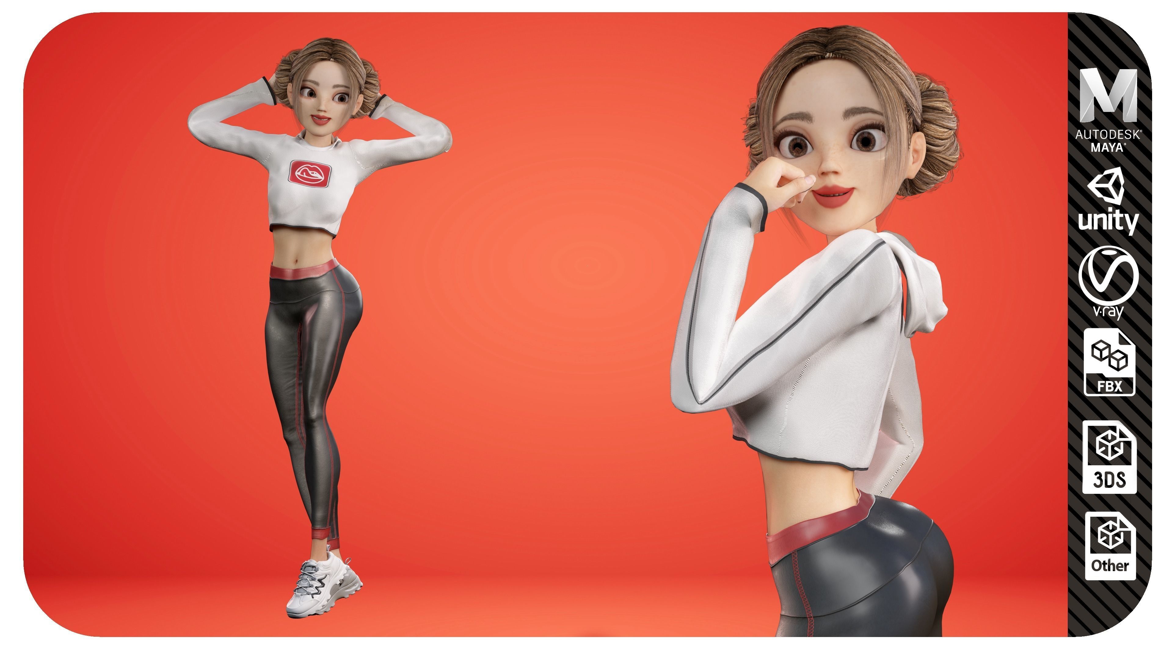 Girl Character Full Rigged 3D model 3D model_6