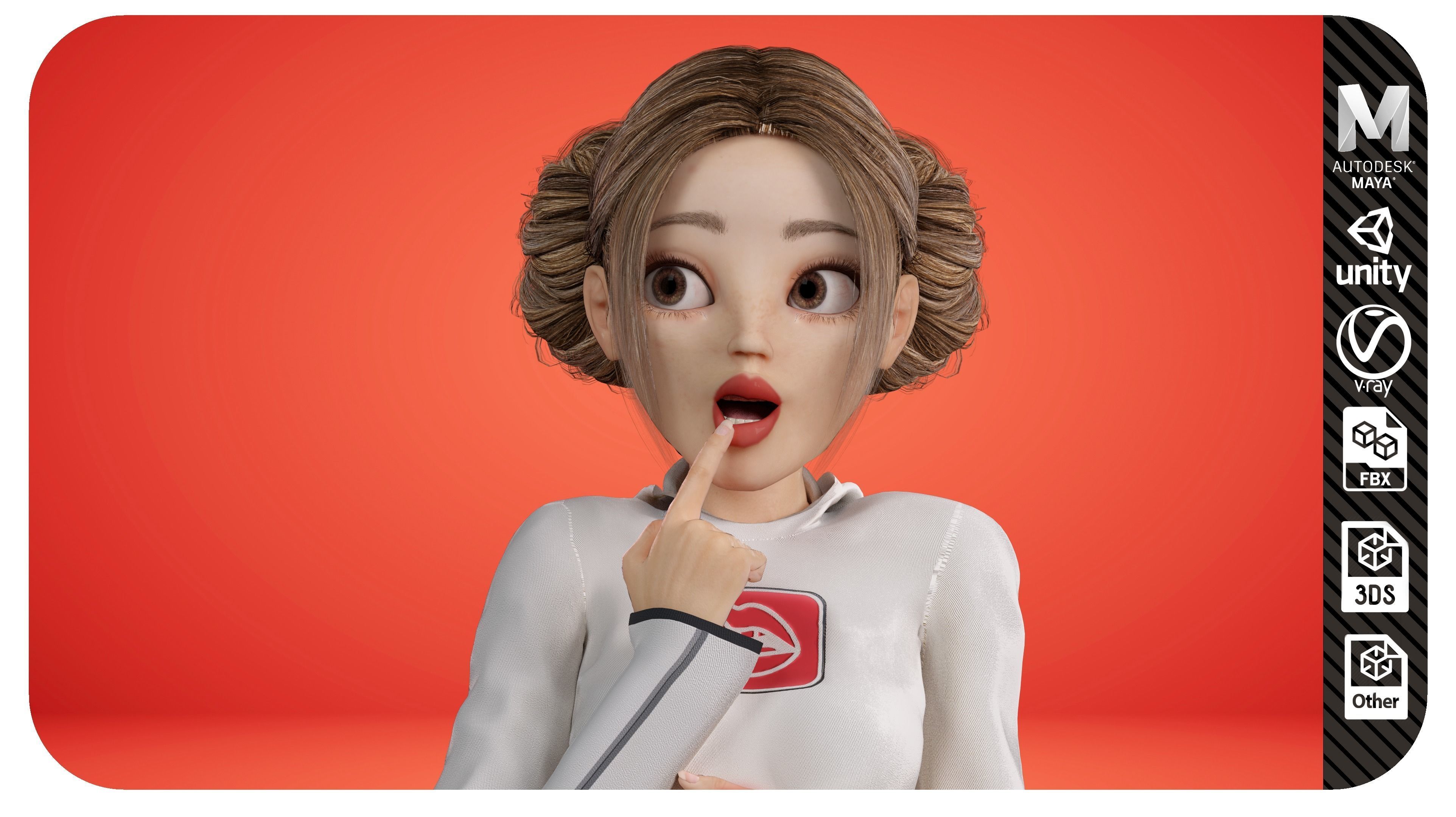 Girl Character Full Rigged 3D model 3D model_2