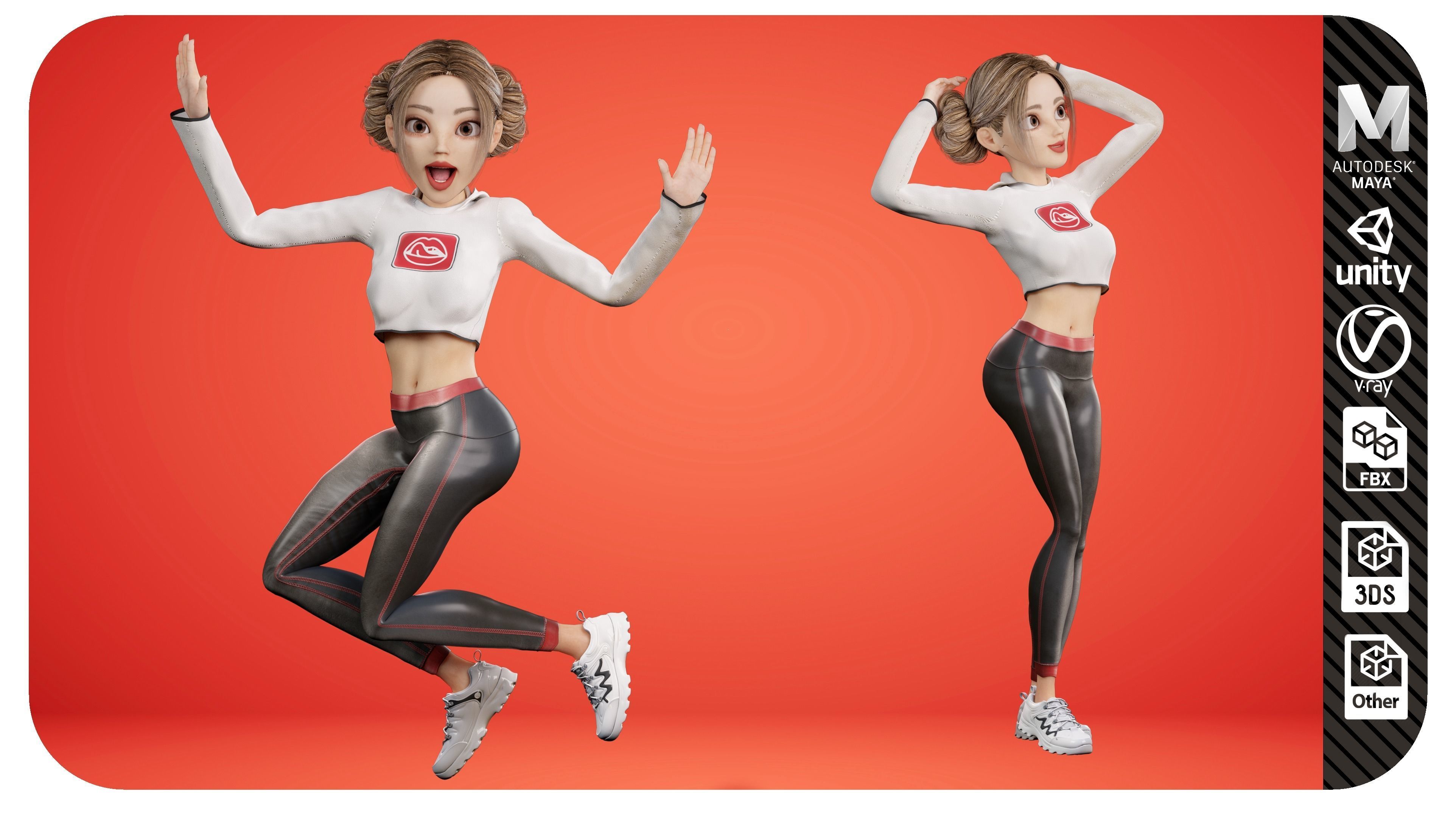 Girl Character Full Rigged 3D model 3D model_5