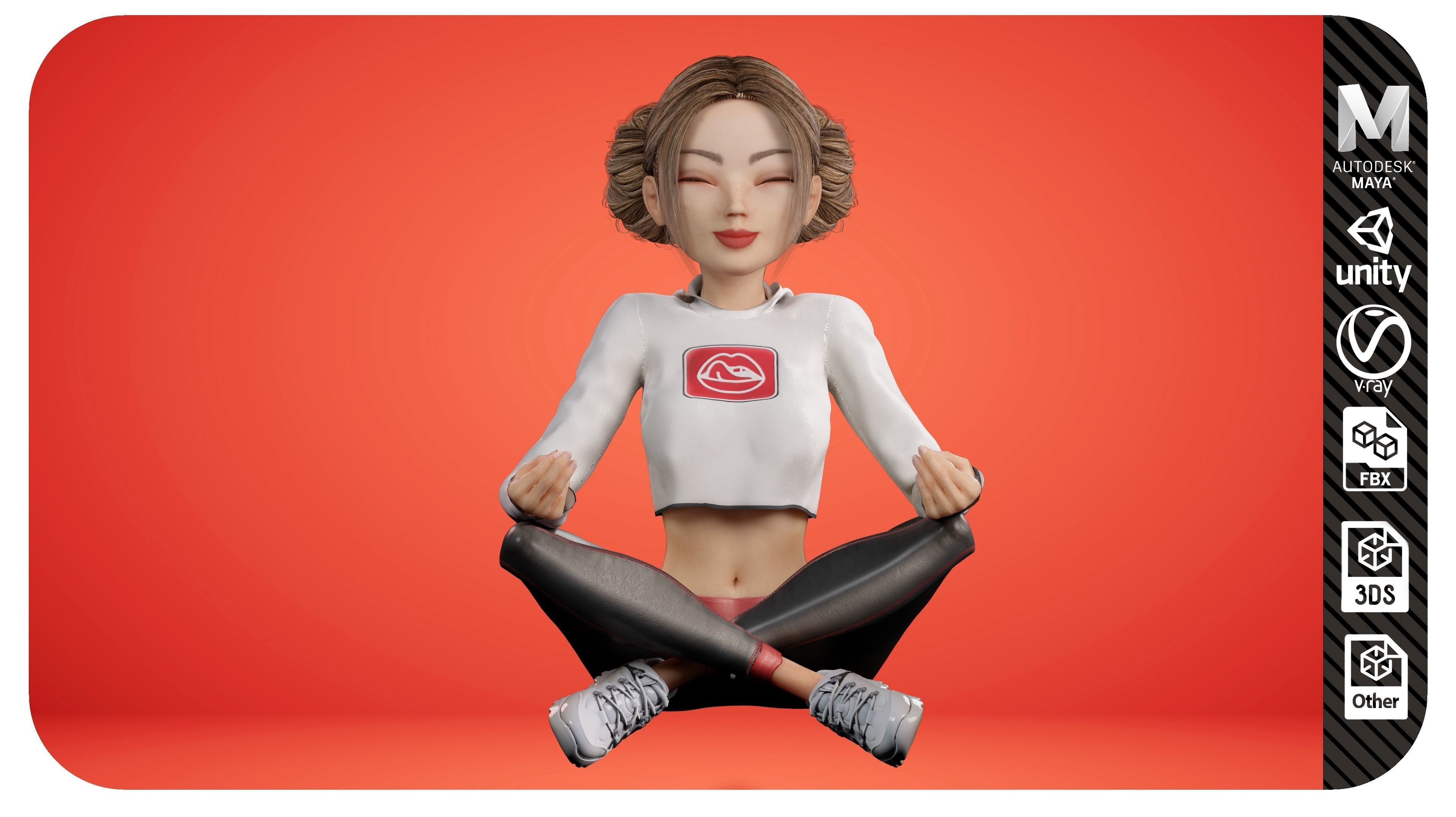 Girl Character Full Rigged 3D model 3D model_3