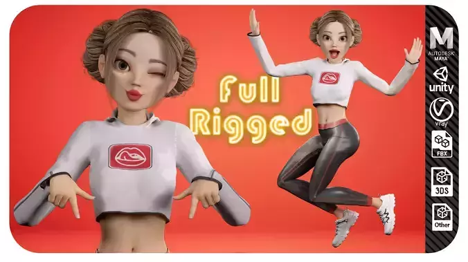 Girl Character Full Rigged 3D model 3D model