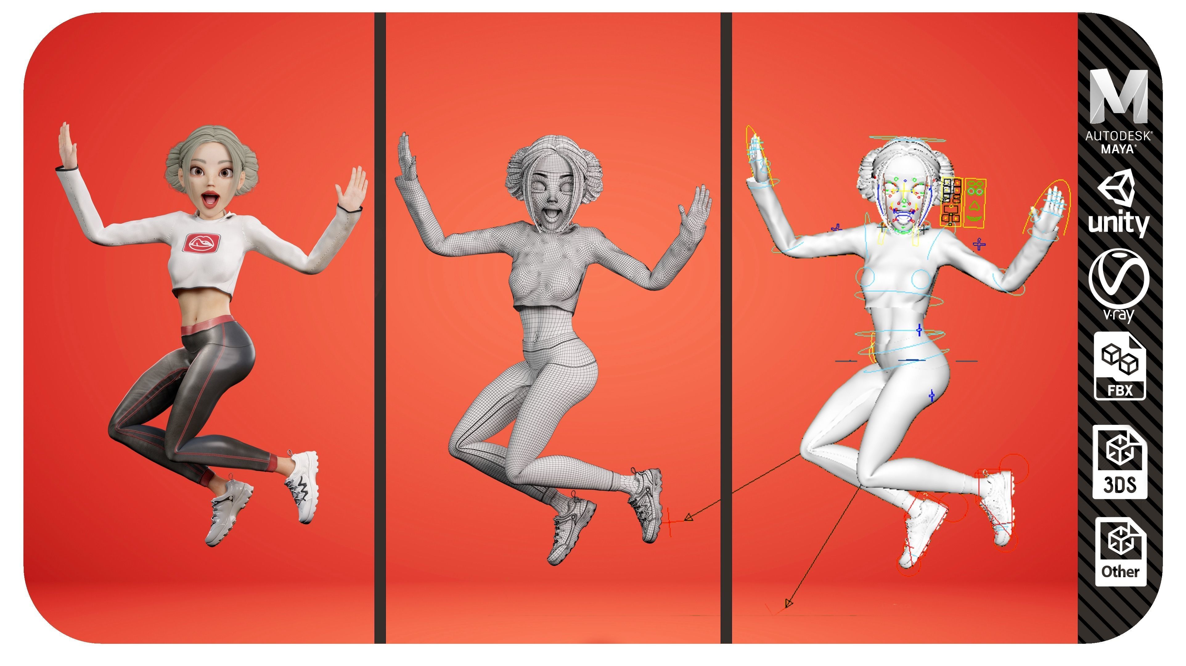 Girl Character Full Rigged 3D model 3D model_8