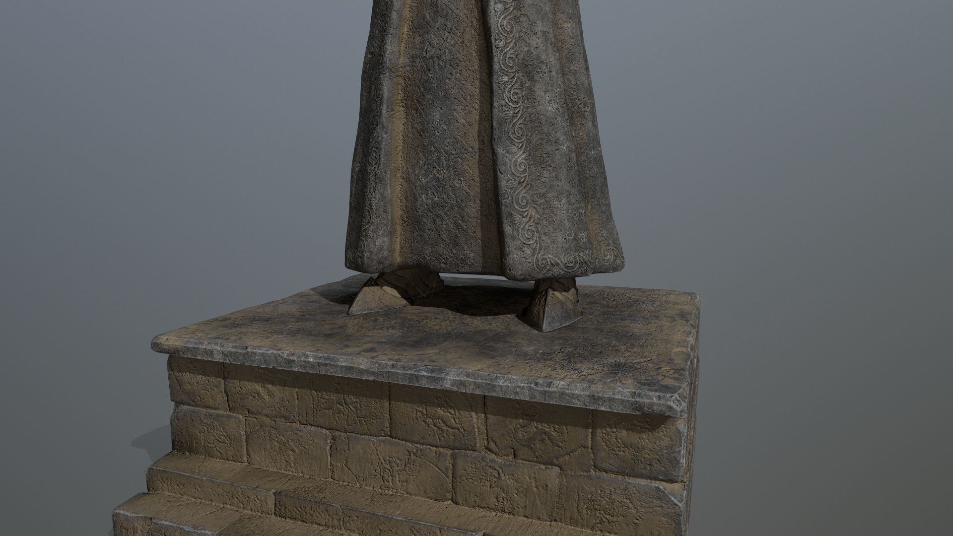 statue 1 of monk Low-poly 3D model_9