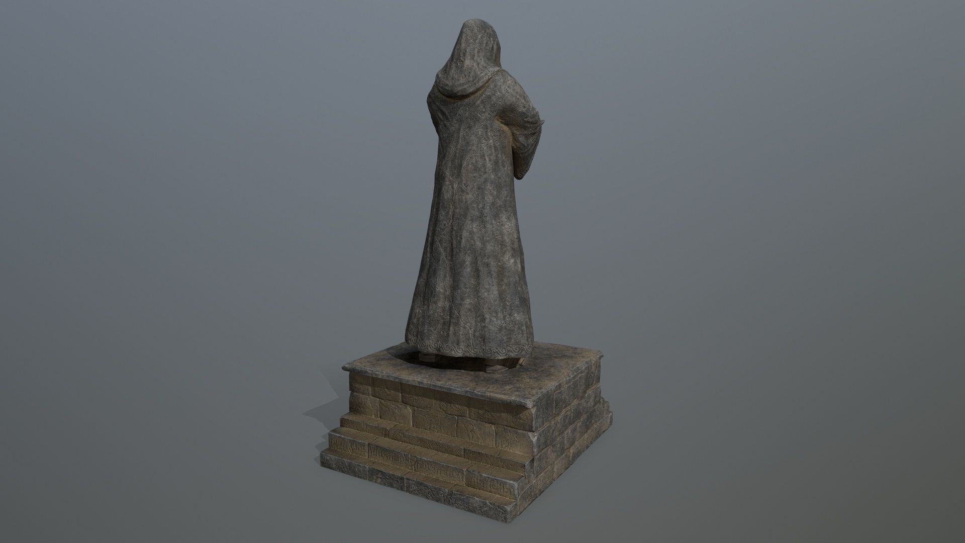 statue 1 of monk Low-poly 3D model_5