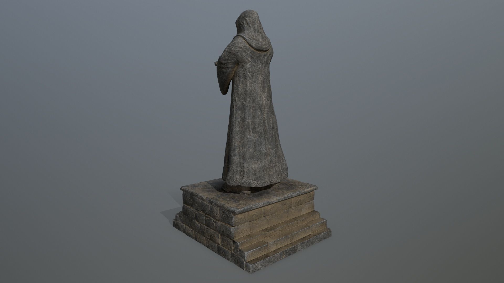 statue 1 of monk Low-poly 3D model_6