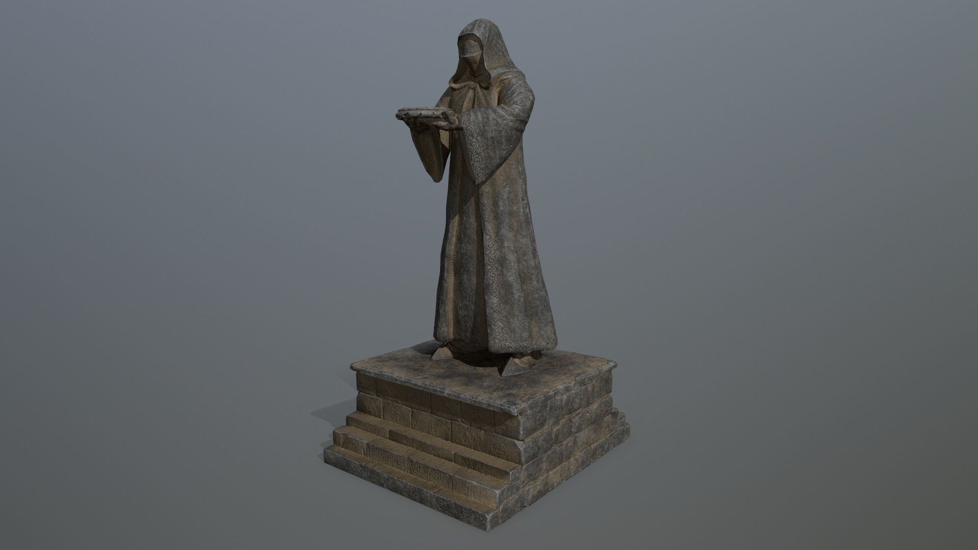 statue 1 of monk Low-poly 3D model_1