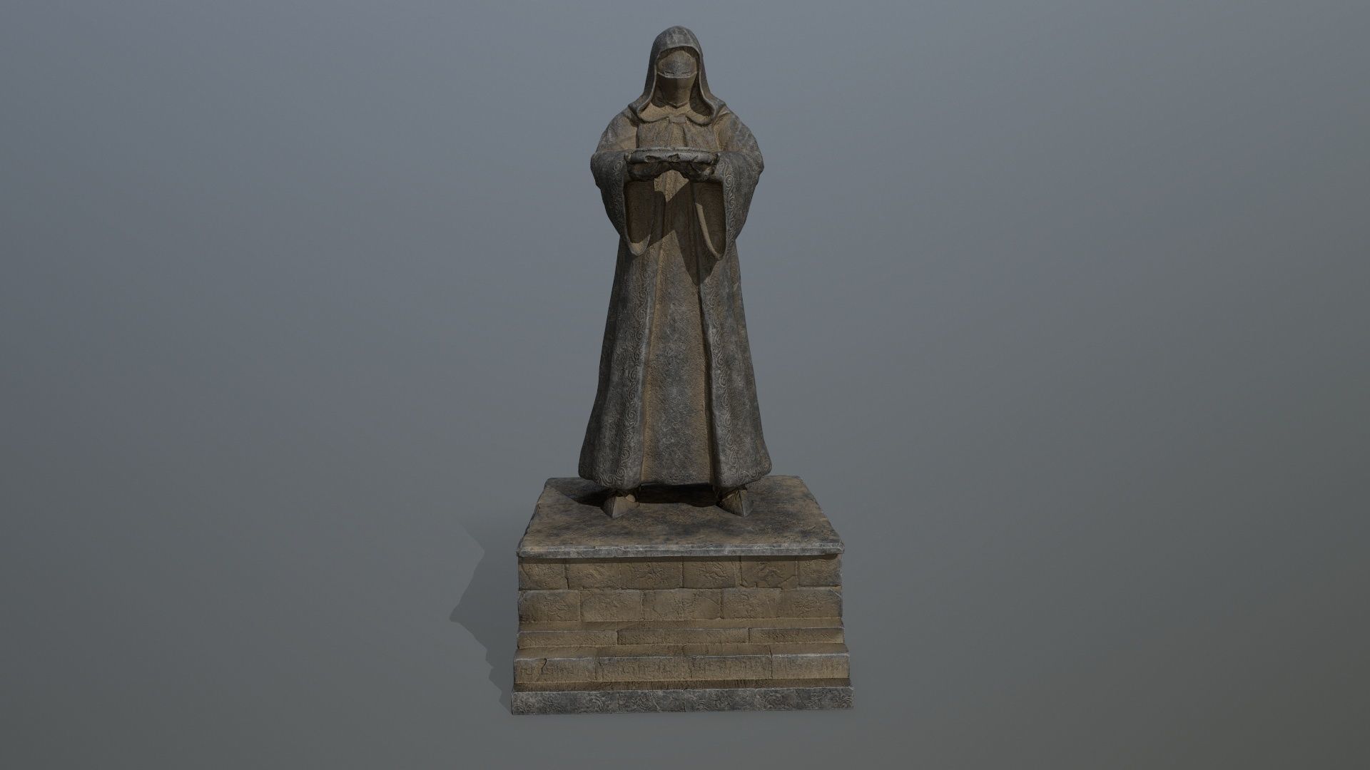 statue 1 of monk Low-poly 3D model_2