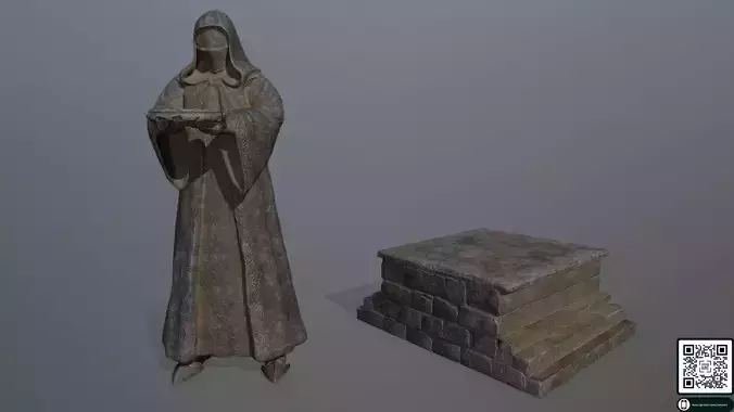 statue 1 of monk Low-poly 3D model