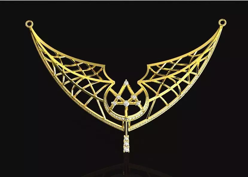 original necklace with diamonds heavy large pattern 466 3D print model