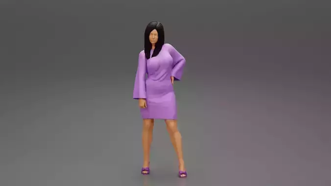 Young woman model wearing short dress and sandals