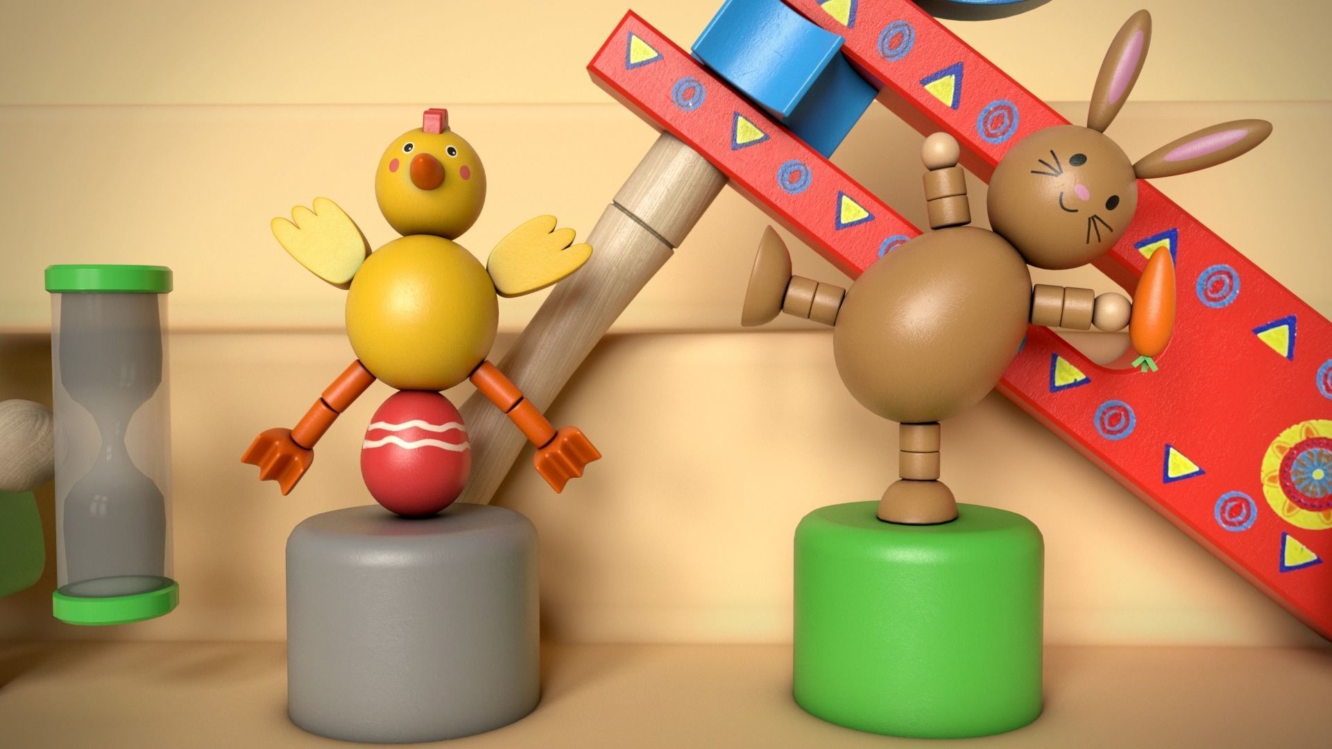 Wooden Toys Package Low-poly 3D model_7