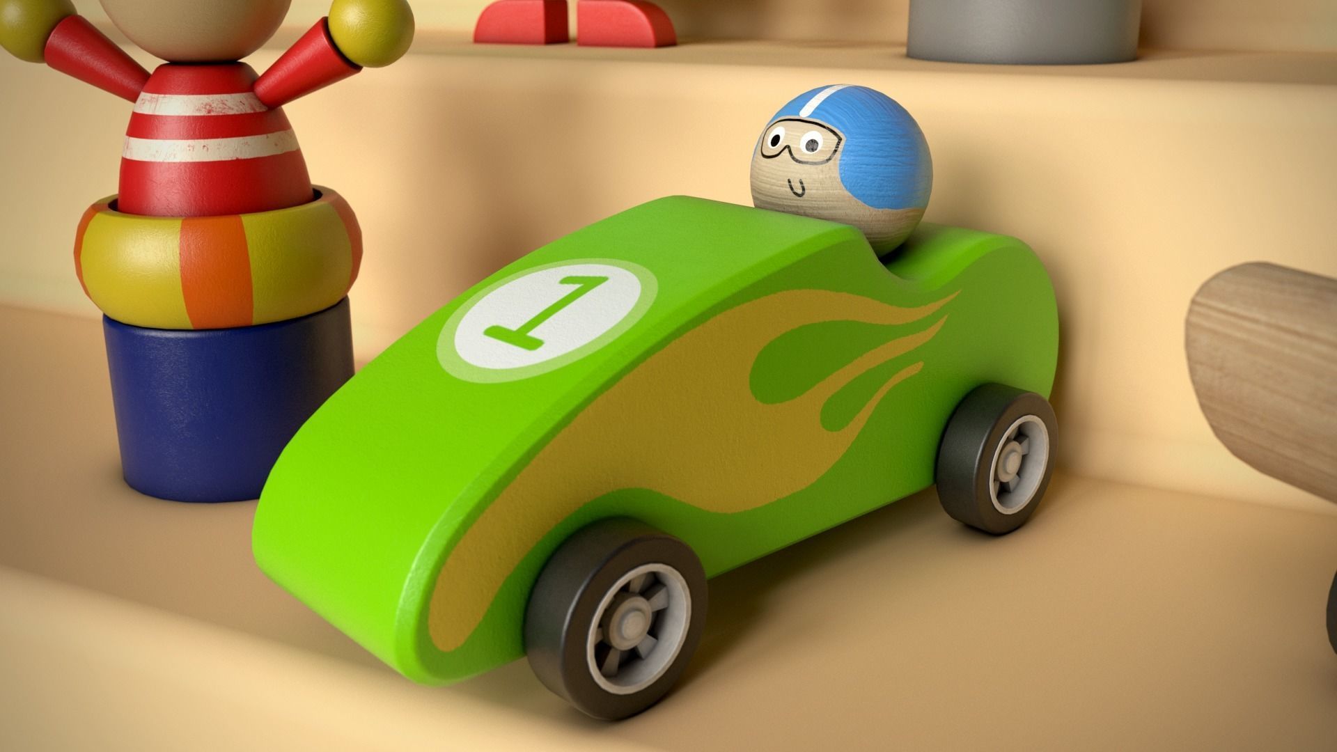 Wooden Toys Package Low-poly 3D model_4