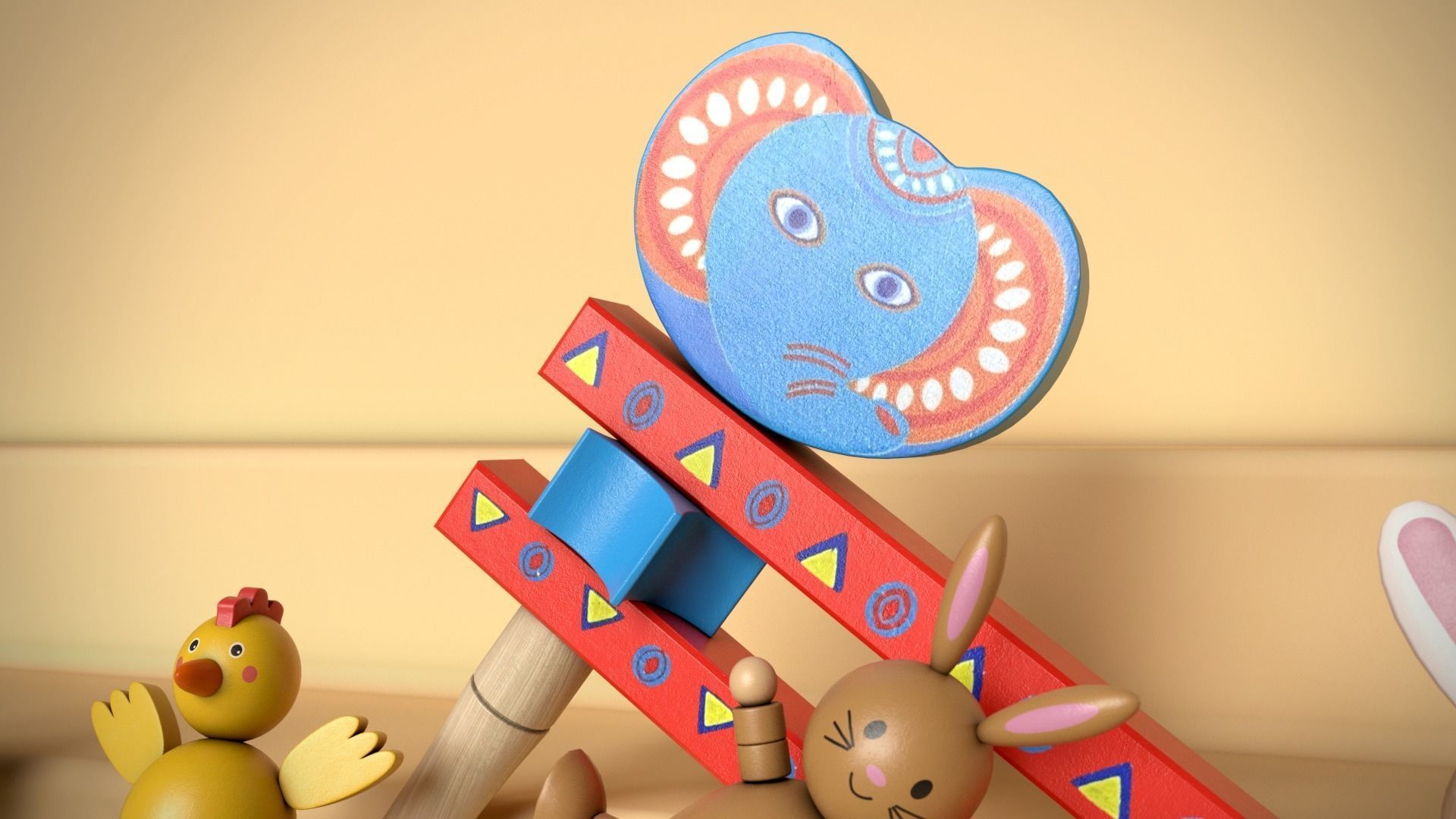 Wooden Toys Package Low-poly 3D model_8