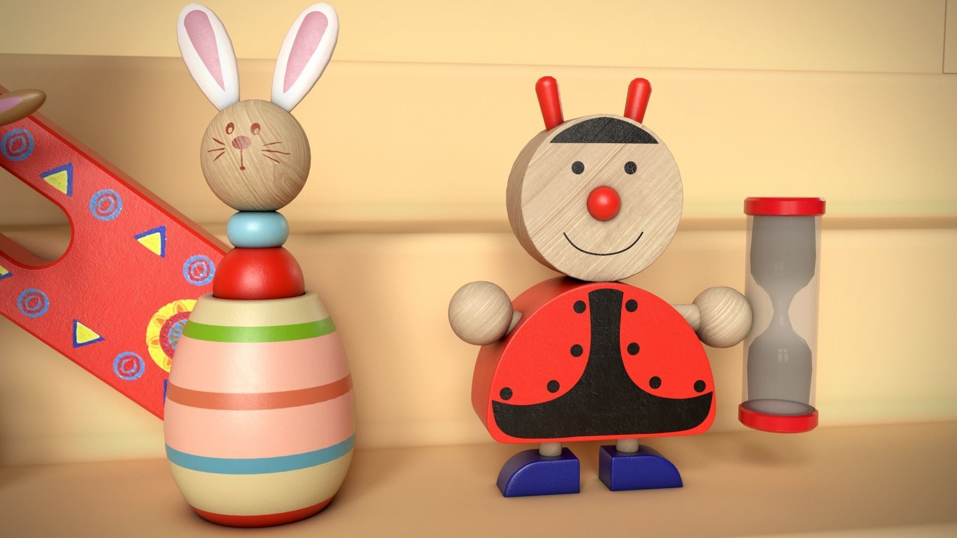 Wooden Toys Package Low-poly 3D model_9