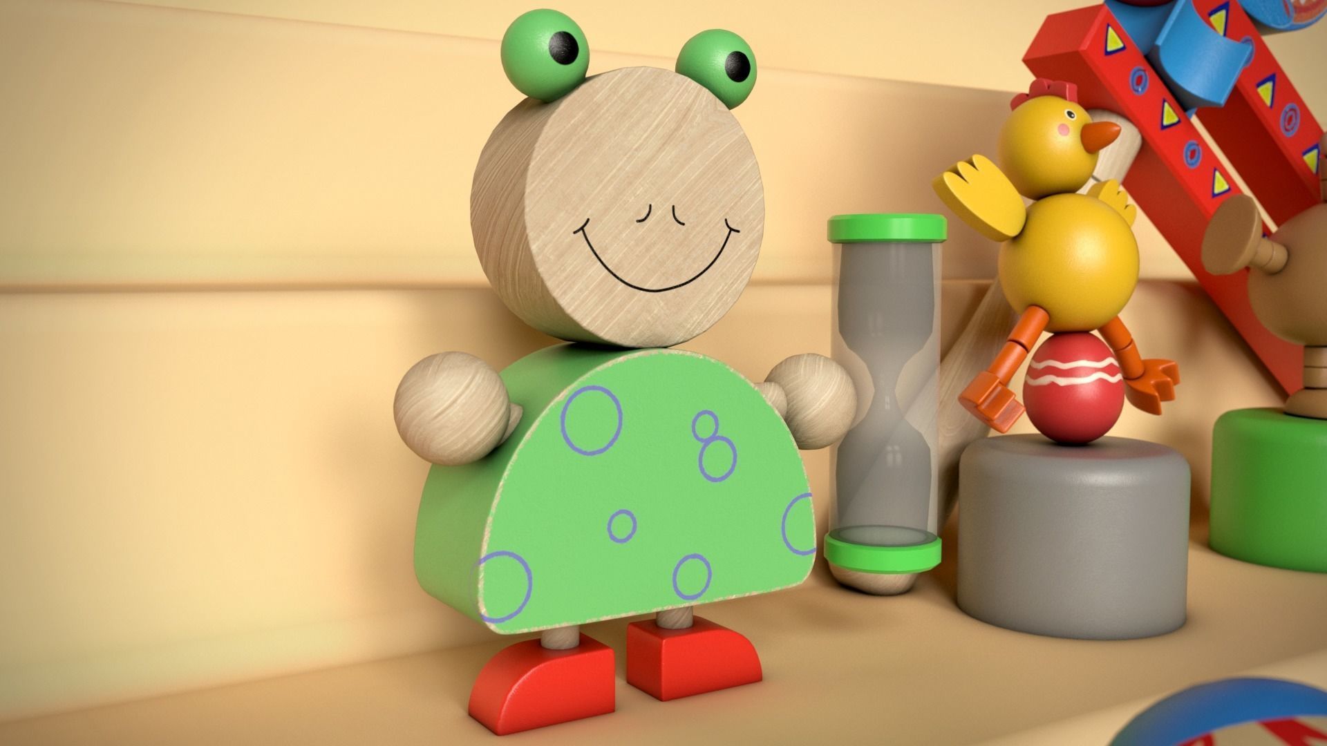 Wooden Toys Package Low-poly 3D model_6