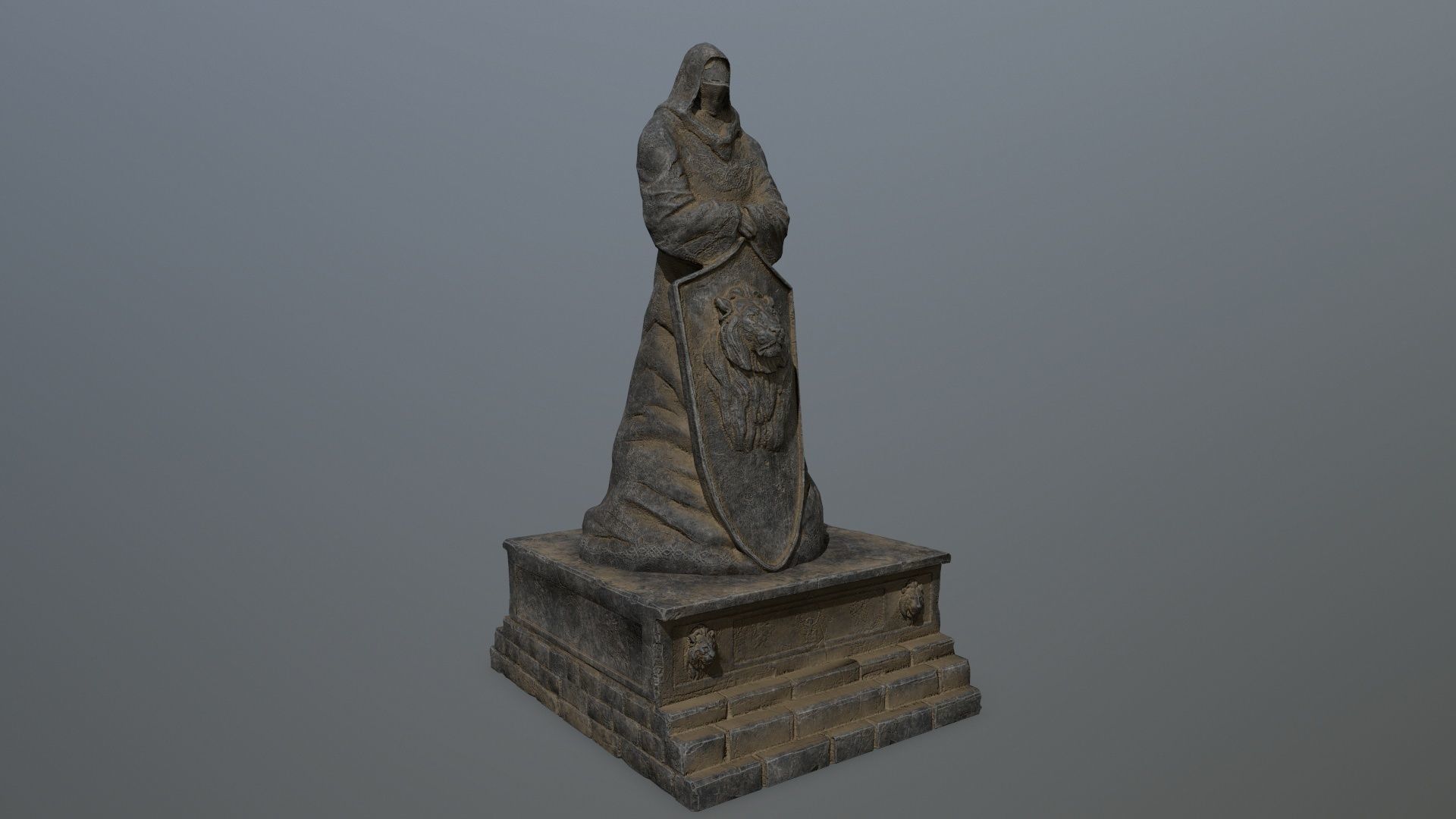 statue 3 lord of rings Low-poly 3D model_1