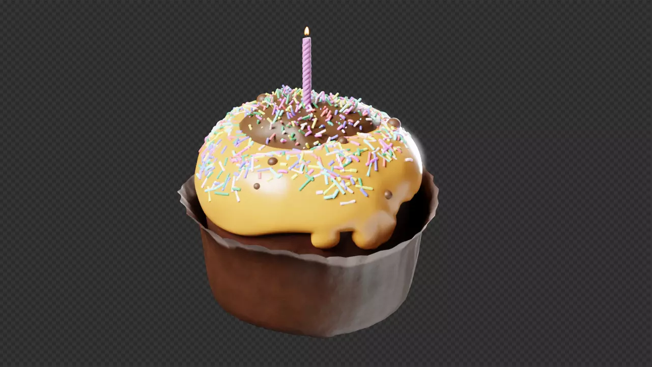 Birthday Cupcake Free low-poly 3D model
