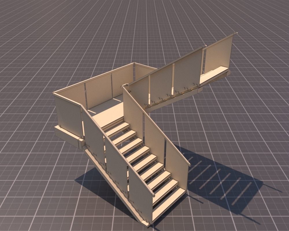 Modern U Staris 3D Model Low-poly 3D model_5