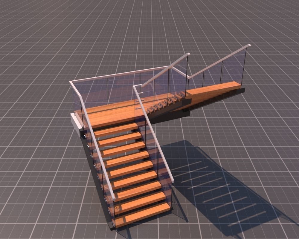 Modern U Staris 3D Model Low-poly 3D model_1