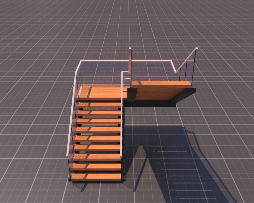 Modern U Staris 3D Model Low-poly 3D model_2