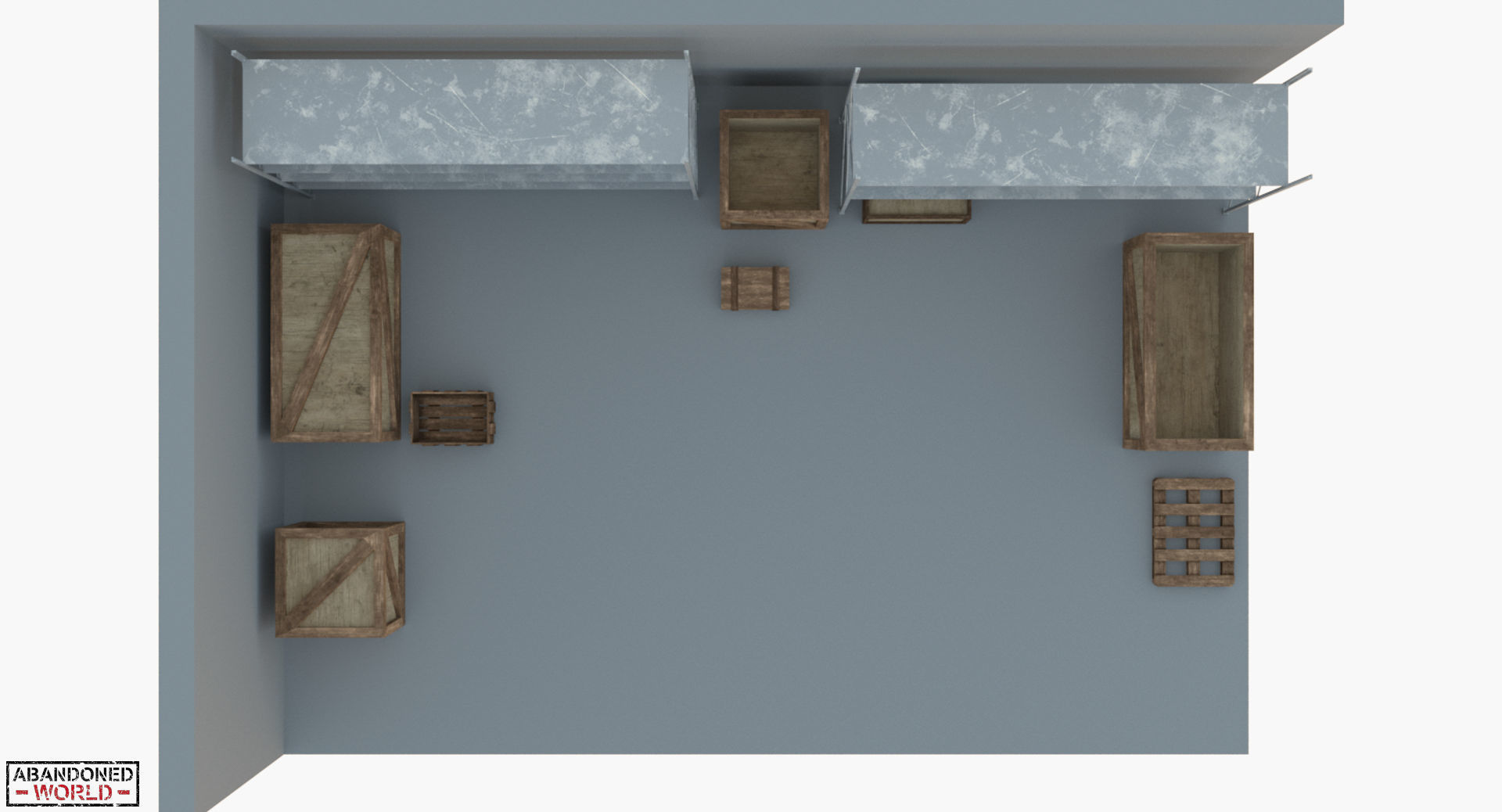 Industrial Shelving and Wood Box Low-poly 3D model_13