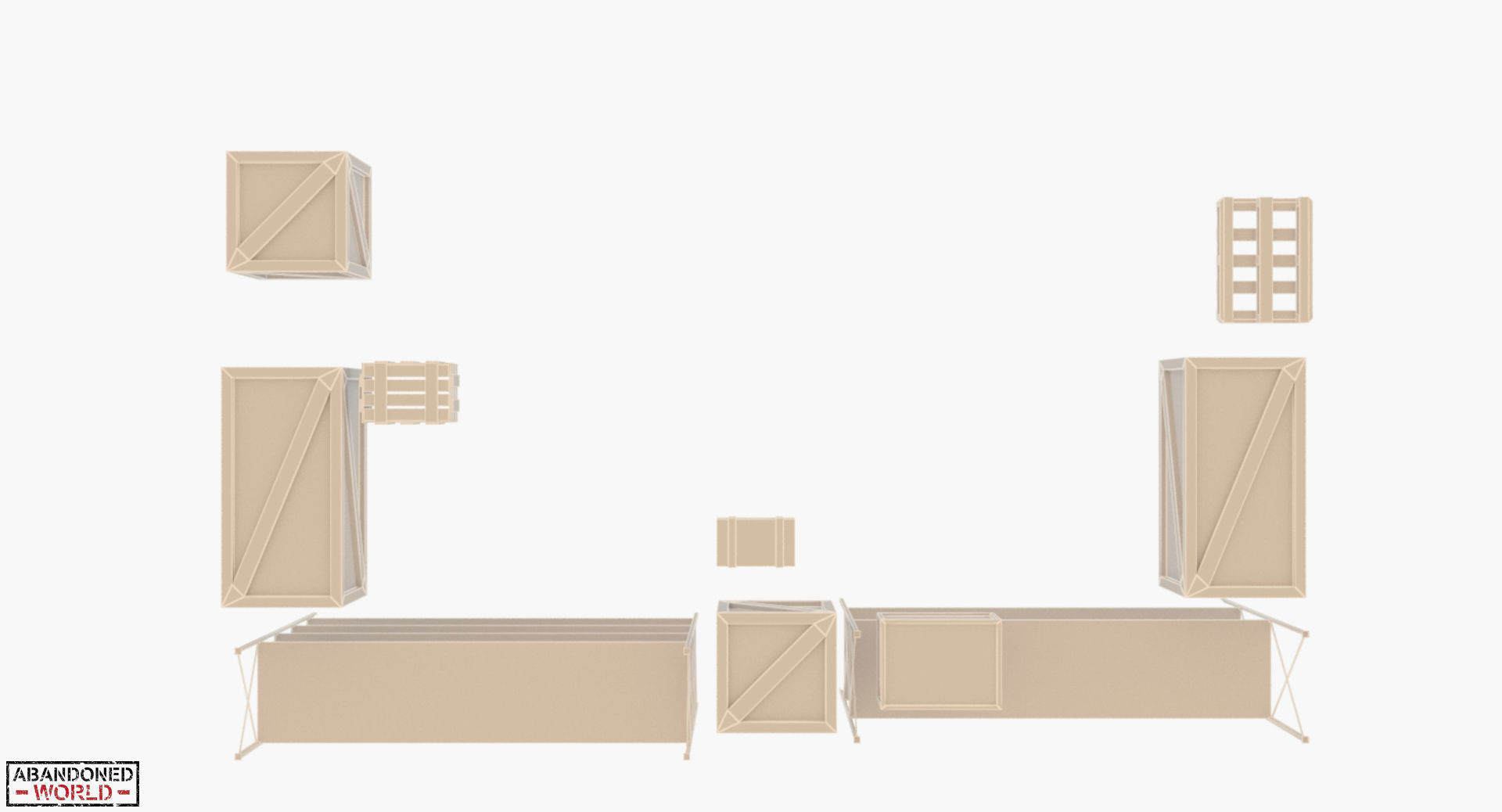 Industrial Shelving and Wood Box Low-poly 3D model_17