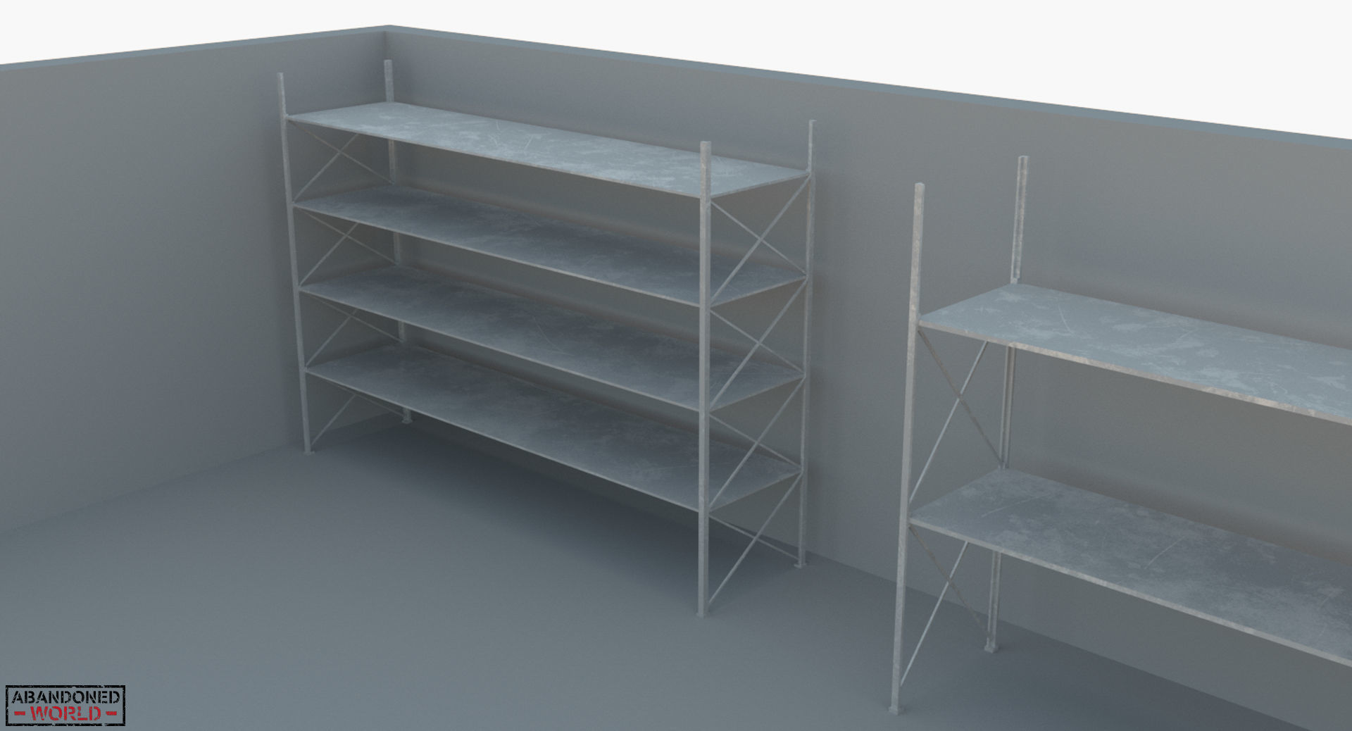 Industrial Shelving and Wood Box Low-poly 3D model_11