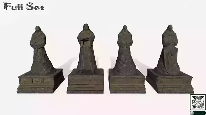 statue set and box 3D Model Collection