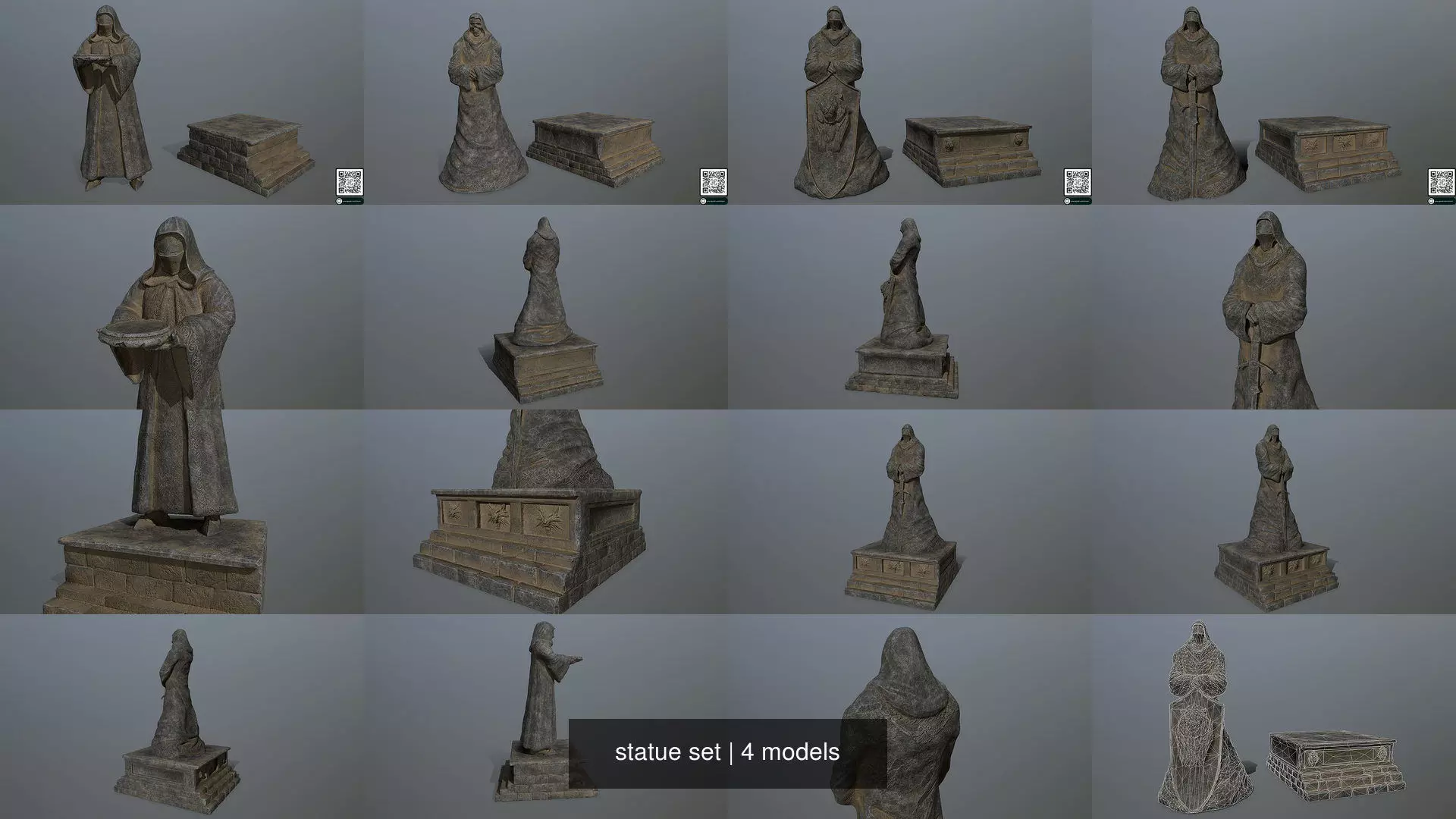 statue set and box 3D Model Collection_1