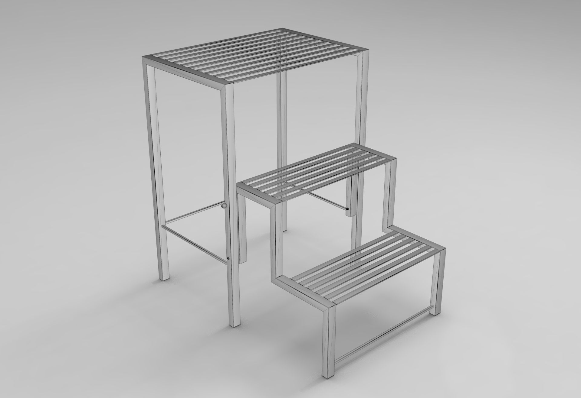 Library Ladder Low-poly 3D model_5
