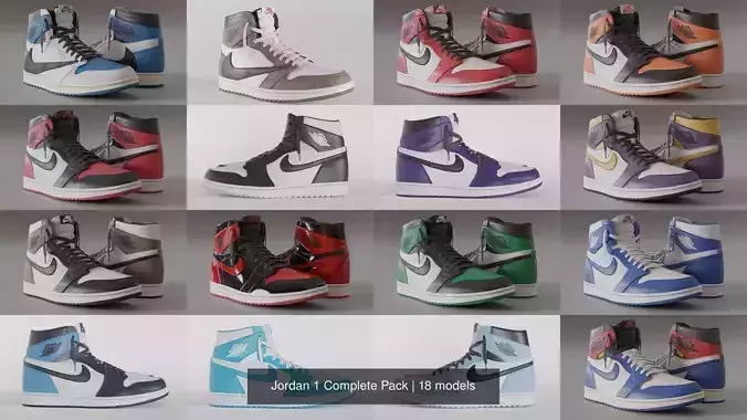 Jordan 1 Complete Pack 3D Model Collection