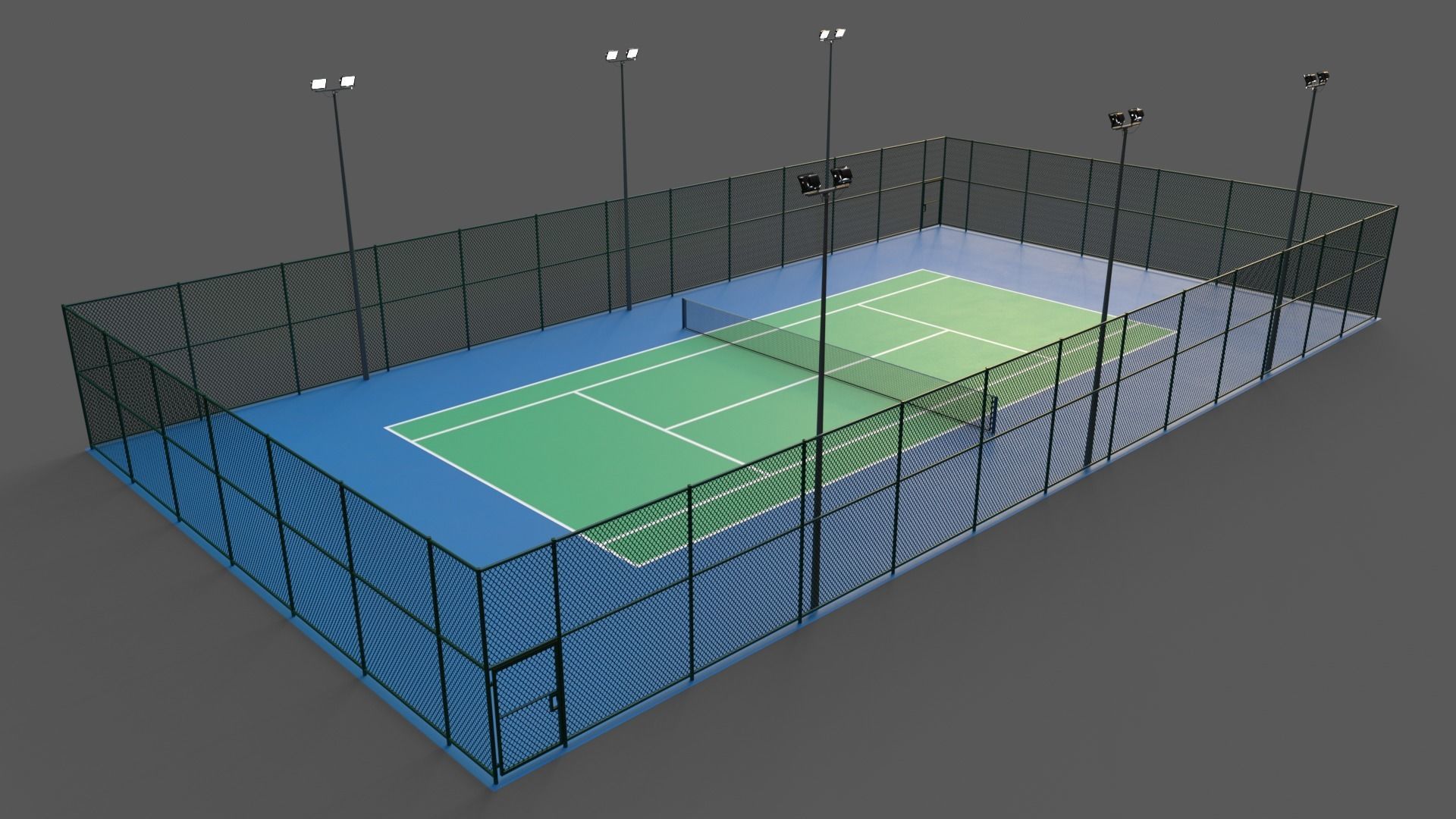 PBR Modular Outdoor Tennis Court Low-poly 3D model_21