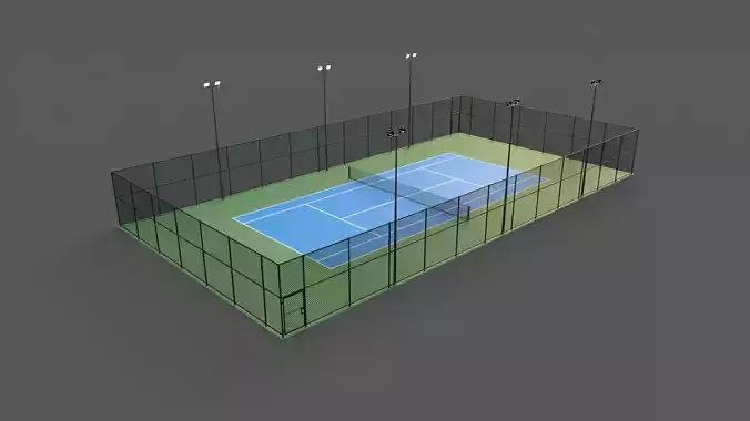 PBR Modular Outdoor Tennis Court Low-poly 3D model