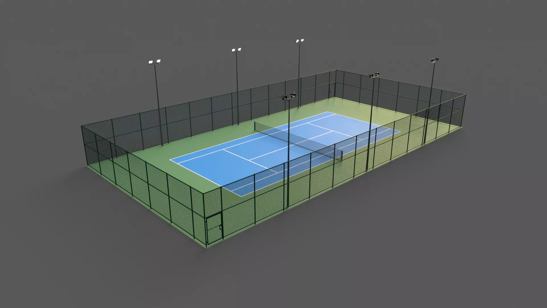 PBR Modular Outdoor Tennis Court Low-poly 3D model_0