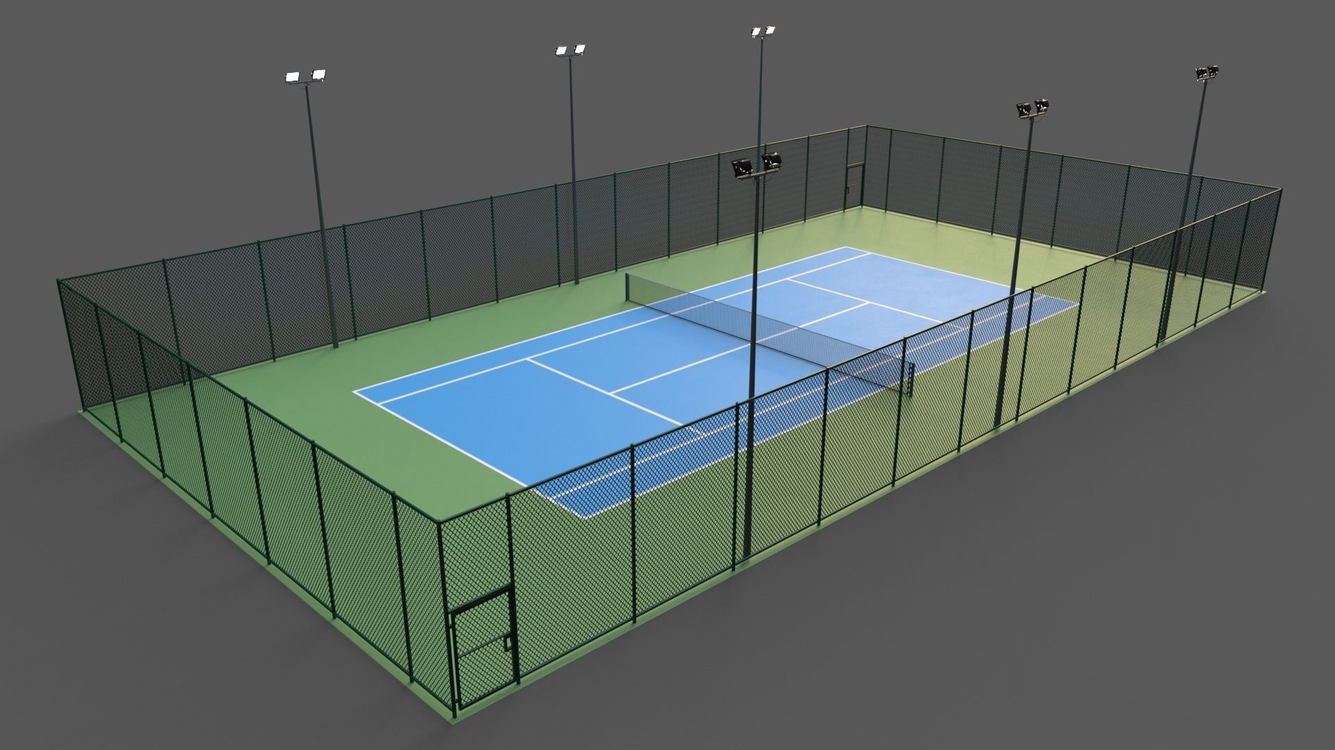 PBR Modular Outdoor Tennis Court Low-poly 3D model_10