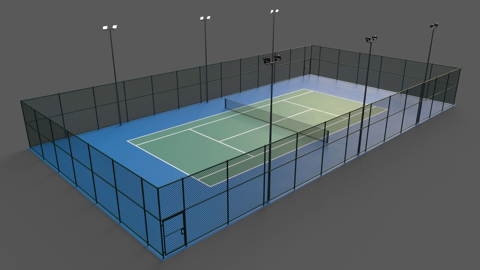 PBR Modular Outdoor Tennis Court Low-poly 3D model_19
