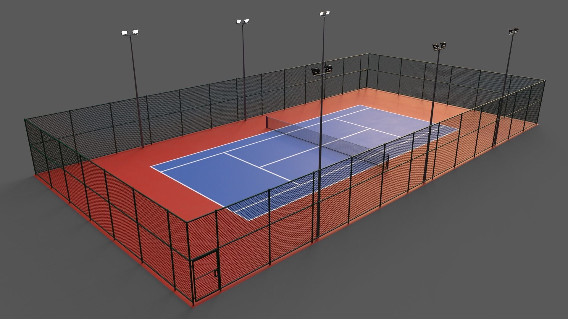 PBR Modular Outdoor Tennis Court Low-poly 3D model_29