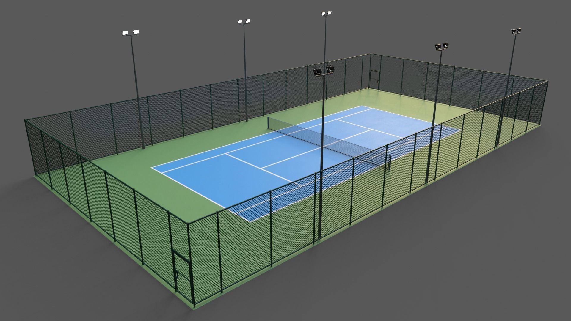 PBR Modular Outdoor Tennis Court Low-poly 3D model_12