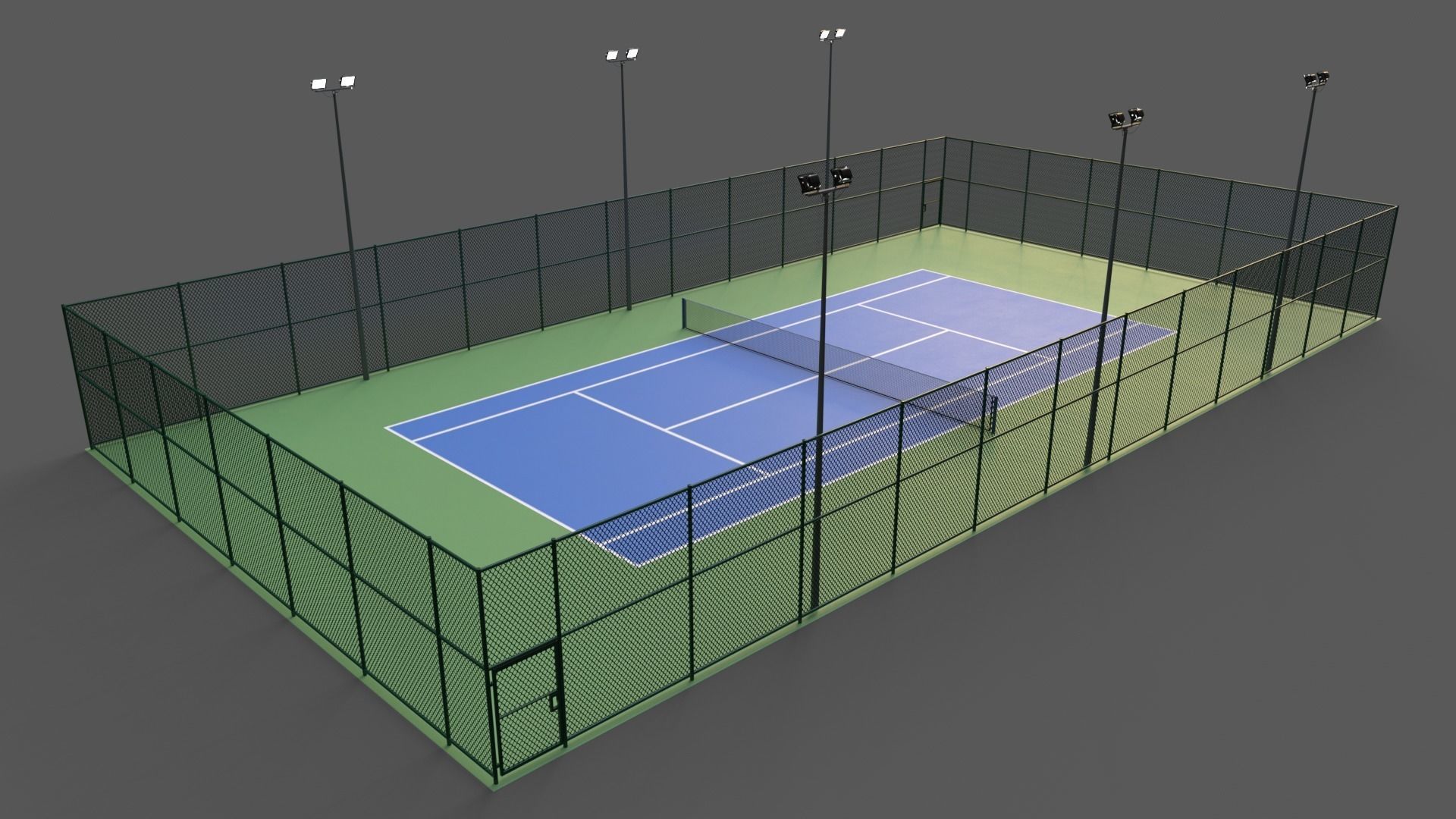 PBR Modular Outdoor Tennis Court Low-poly 3D model_17