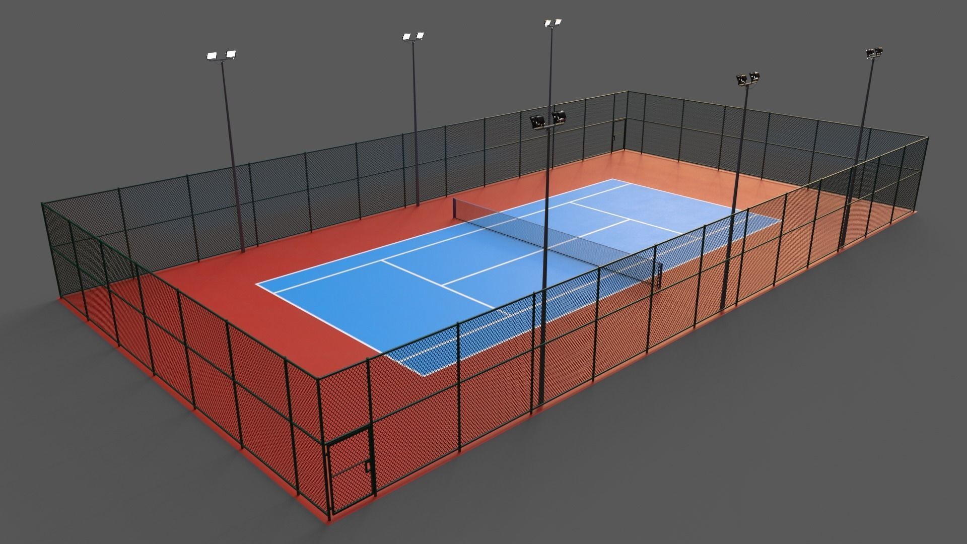 PBR Modular Outdoor Tennis Court Low-poly 3D model_28
