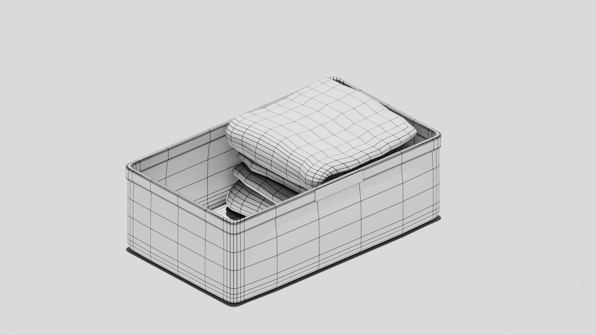 Japanese Furniture Kit - Cloth Wicker Basket Low-poly 3D model_8