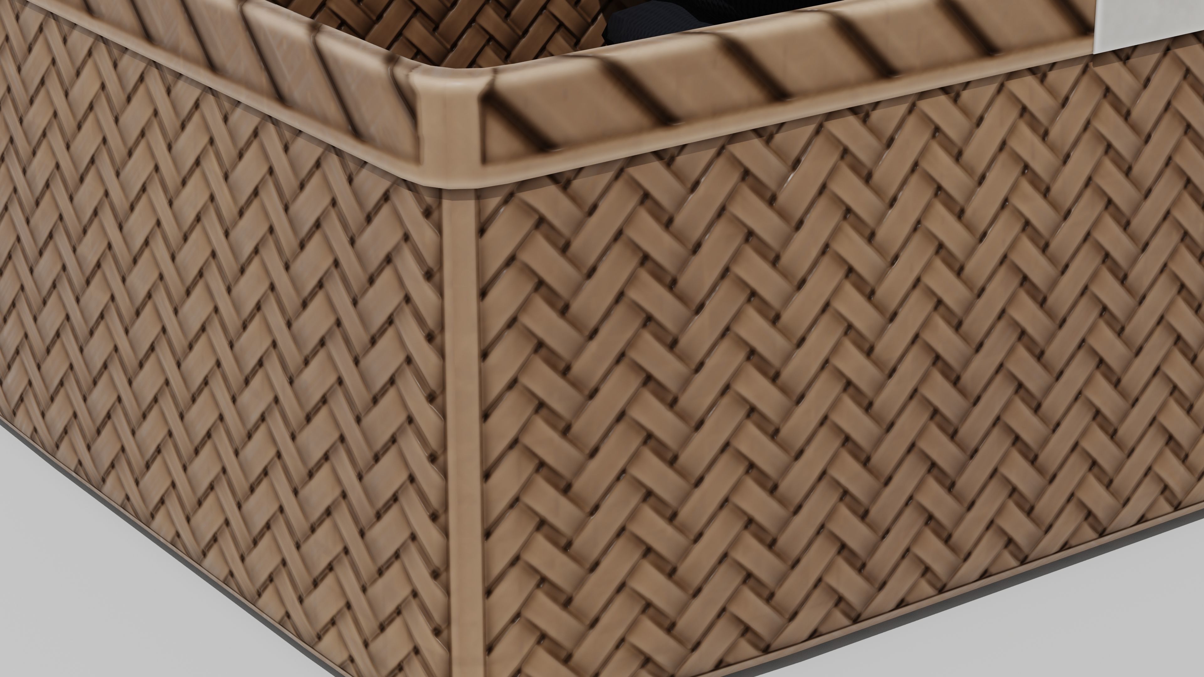 Japanese Furniture Kit - Cloth Wicker Basket Low-poly 3D model_3