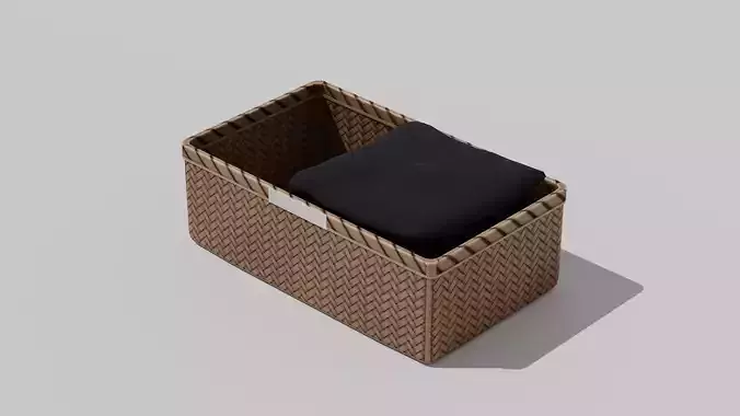 Japanese Furniture Kit - Cloth Wicker Basket Low-poly 3D model