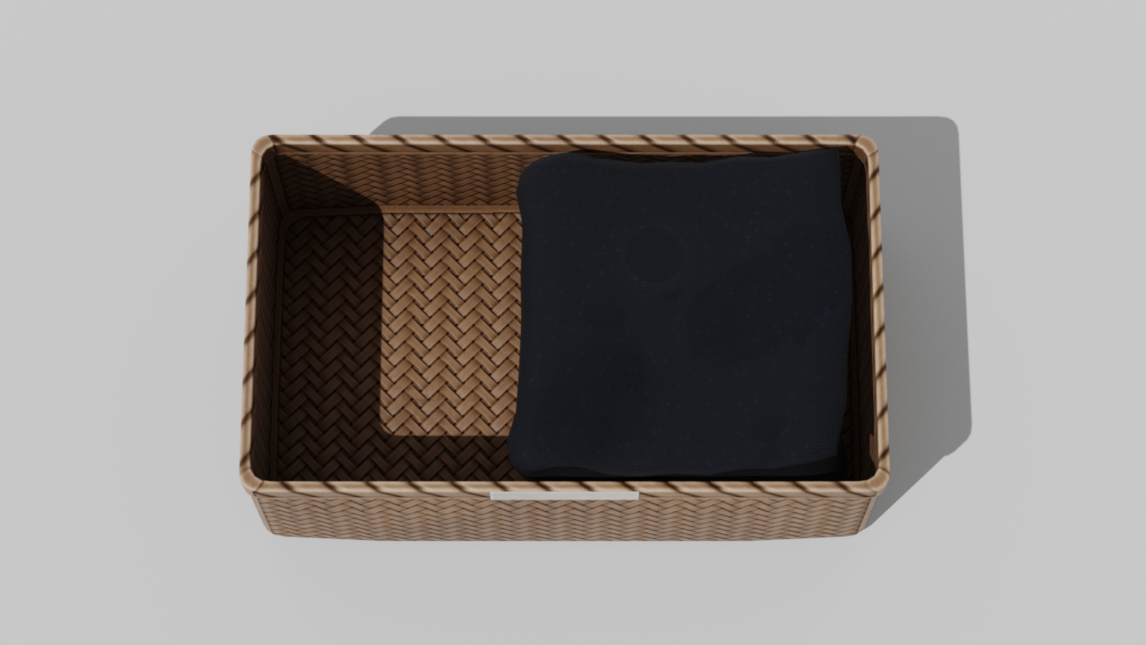 Japanese Furniture Kit - Cloth Wicker Basket Low-poly 3D model_6